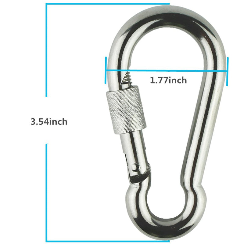 VanFn Screw Lock Carabiner Hook, Locking Carabiners 316 Stainless Steel 1 Pcs 1.77 x 3.54inch - BeesActive Australia