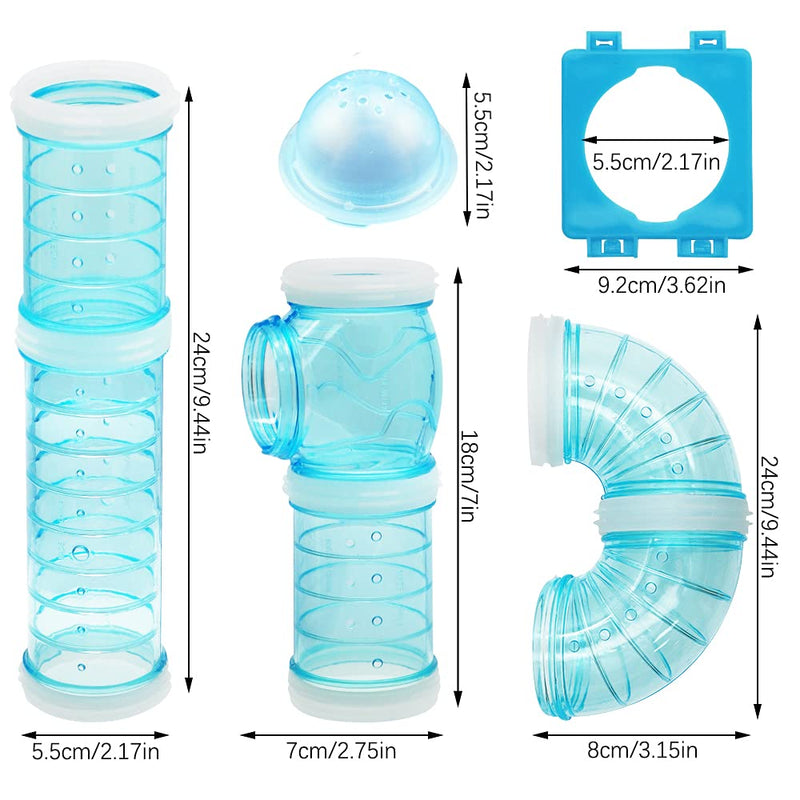 Hamster Tubes Set, FULANDL Transparent Hamster Cage Adventure External Pipe, Creative DIY Assorted Connection Tunnel Track Hamster Toys to Expand Space for Small Animals Like Hamster, Mouse-2.16In - BeesActive Australia