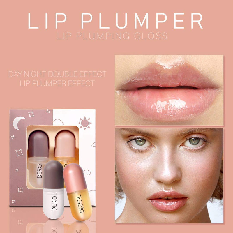 DEROL Lip Plumper Set, Lip Plumper Pro and Lip Care Gloss, Can make the lips Fuller And Maximizer, Lip Plumper, Beautiful Fuller Enhancer - BeesActive Australia