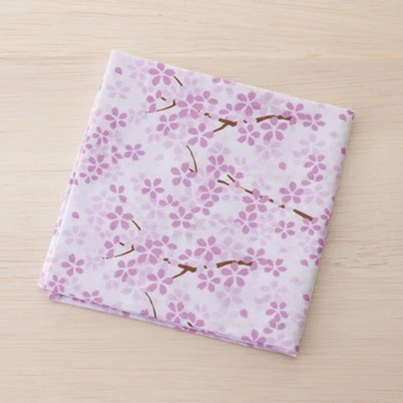Handkerchief for Men Women (Hand-dyed Yuzen print) 19.7inch /Made in Japan 100% Cotton Japanese Bandana Scarf Hankies Small Sakura-white - BeesActive Australia