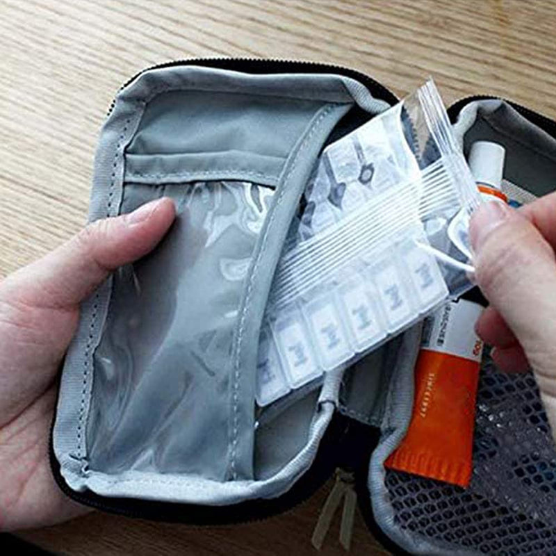 Qanye 2 Pieces Emergency Storage Bag, Empty Medicine Bag, Travel Medicine Storage Bag, First Aid Kit Empty Bag, for Emergencies at Home, Office, Travel, Hiking, Camping (Blue, Pink) Small (Klein) Klein - BeesActive Australia