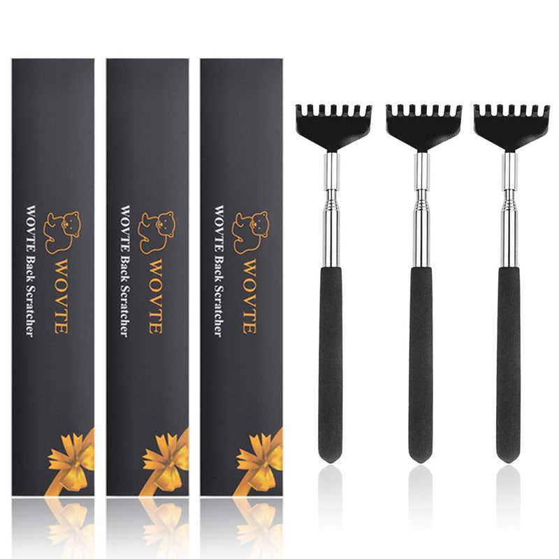 Back Scratcher, WOVTE 3 Pack Black Portable Extendable Stainless Steel Telescoping Back Massager for Adults Men Women Itch Relief (7.87 to 26.77 Inch) - BeesActive Australia