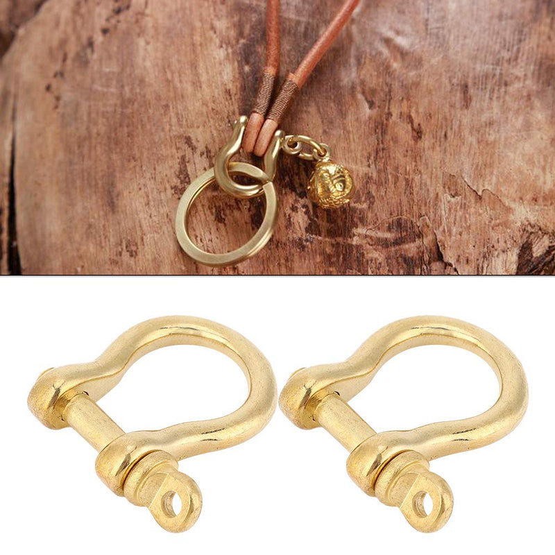Hztyyier 2Pcs D-Ring Shackle Pure Brass Screw Pin Anchor Shackle Bow Shackle U Type Fob KeyHook, 10mm - BeesActive Australia