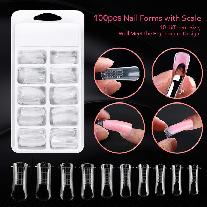 Spove Poly Extension Gel Dual Nail Forms Set Poly Gel For Quick Building Nail Kit, Stiletto Scale Gel Nail Molds, Acrylic Nail Tips Clips, Dual-Ended Spatula Brush, Diamonds Accessories for Polygel - BeesActive Australia