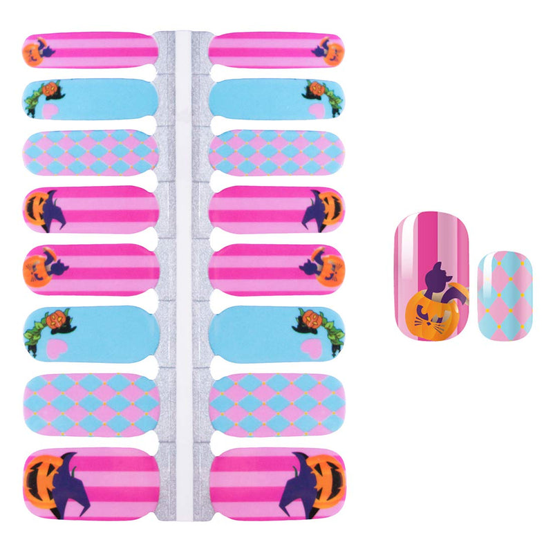 SILPECWEE 5 Sheets Adhesive Nail Wraps Stickers Tips with 1Pc Nail File Nail Polish Decals Strips Halloween Manicure Kit for Women NO2 - BeesActive Australia