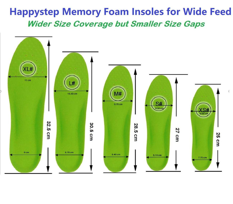 Happystep Wide Fit Plantar Fasciitis Orthotics PU Memory Foam Insoles Comfortable Shoe Inserts, Cushioned Arch Support, Heel Cushioning, Shock Absorption and Foot Pain Relief (UK Size 7-8.5) UK 7-8.5 - BeesActive Australia
