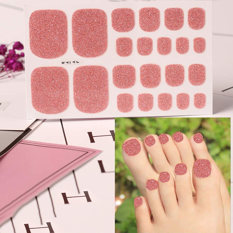 WOKOTO 6 Sheets Adhesive Toenail Art Polish Decals With 1Pcs Nail File Glitter Nail Wraps Sticker Strips Manicure Kits For Women - BeesActive Australia