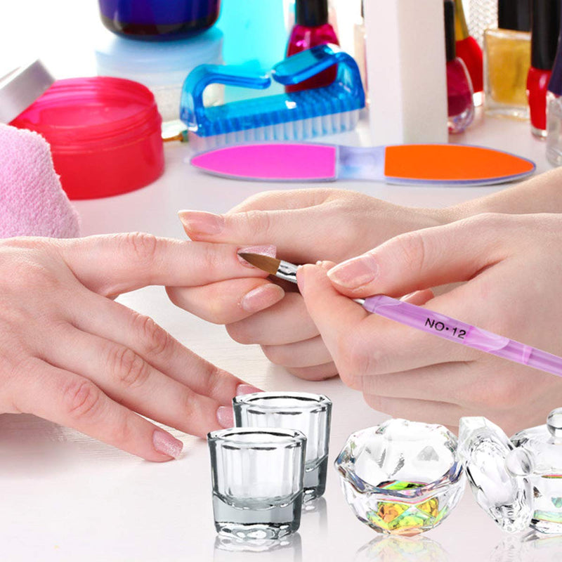 Acrylic Nail Brush Dappen Dish Set, 6PCS Nail Art Pen and 4PCS Crystal Dappen Dish for Acrylic Nails, Manicure Bowl Cup Glass Container for Acrylic Liquid Nail Tool Kit - BeesActive Australia