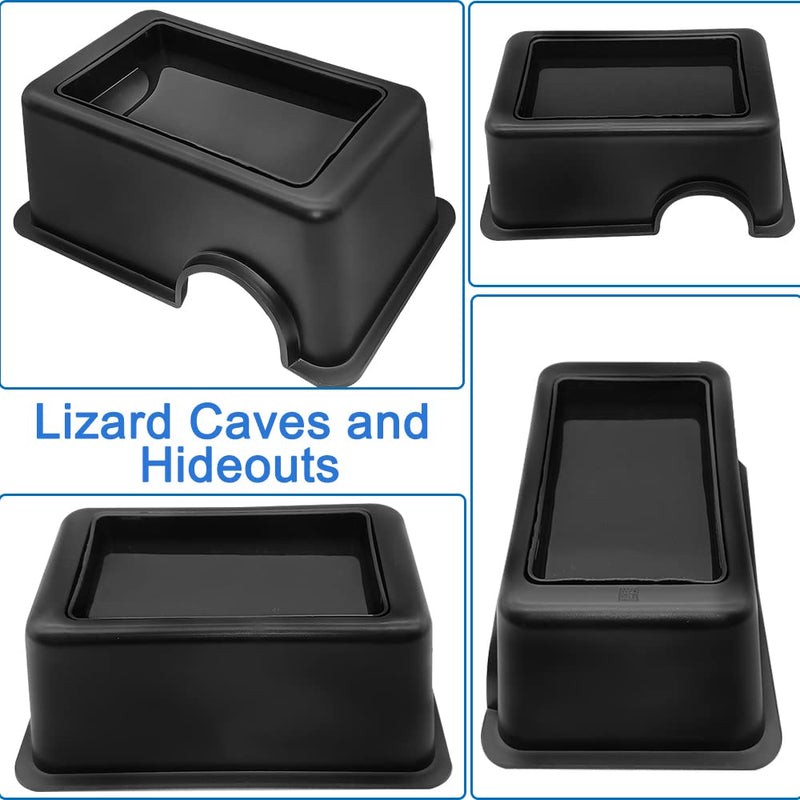 Hamiledyi Reptile Hide Box Gecko Hideout Cave with Sink Humidifier Lizards Hideaway Hut Flexible Leaves Pet Habitat Decor for Snakes Leopard Spiders Turtles Amphibians - BeesActive Australia