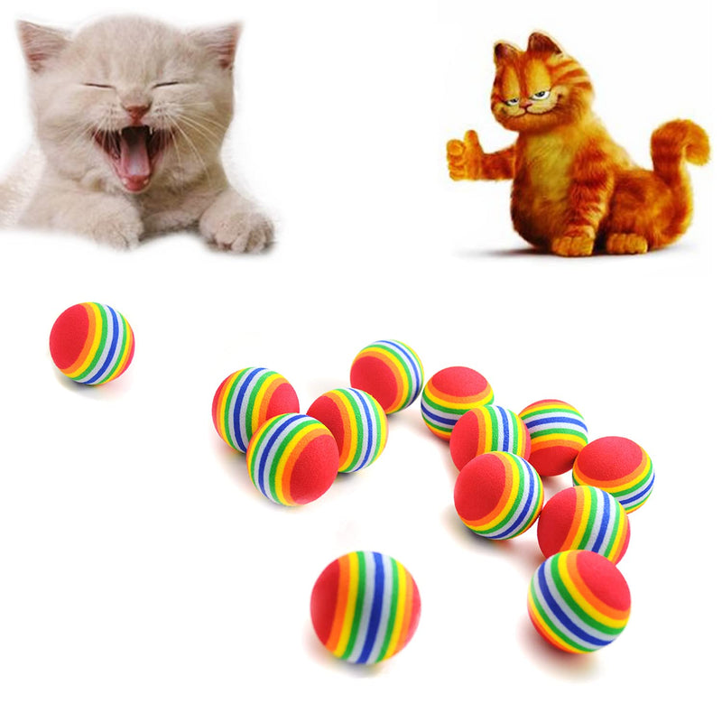 15pcs 35mm Soft Pet Cat Toy Sponge Balls Interactive EVA Foam Colorful Rainbow Toys Balls for Small Dog Puppy Kitty Indoor Outdoor Play Activity Chase Training - BeesActive Australia