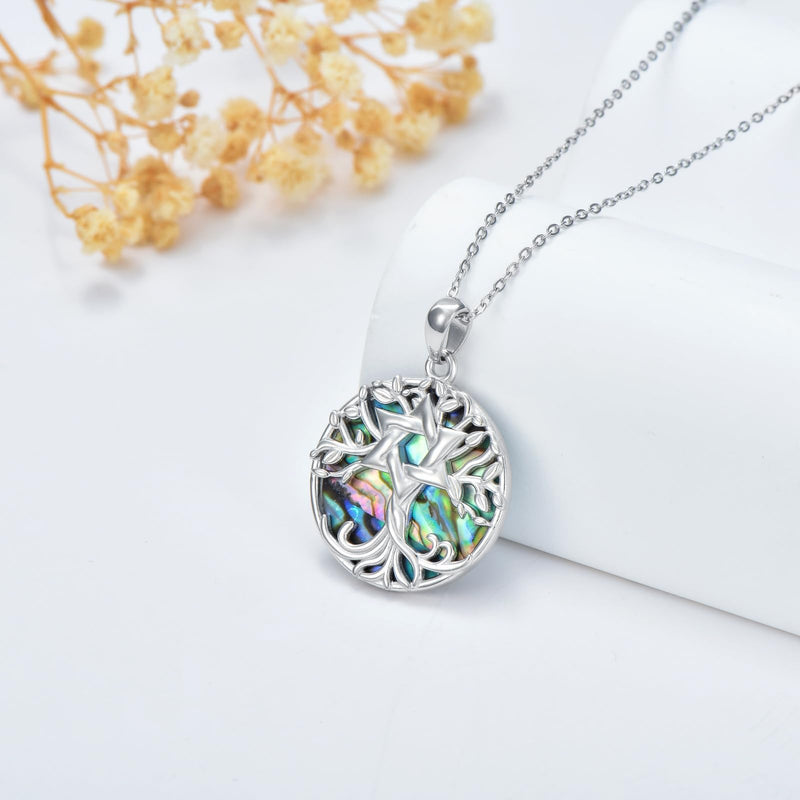 KQF Tree of Life Necklace for Women 925 Sterling Silver David Star Pendant Abalone Shell Tree Jewelry for Girls - BeesActive Australia