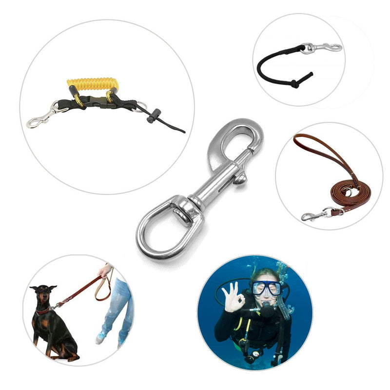 Amadget 2 Pcs 316 Stainless Steel Swivel Eye Bolt Snap Hooks Boat Marine Grade Single Ended Trigger Chain Clip for Diving, Pet Leash, Camera Strap, Keychain, Hammock(3.6 Inch Silver) - BeesActive Australia