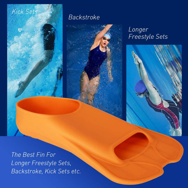 [AUSTRALIA] - CAPAS Swim Training Fins Comfortable Silicone Swimming Flippers Short Blade Build Leg Strength Orange M (US Male 7.5-8.5 US Female 8.5-9.5) 