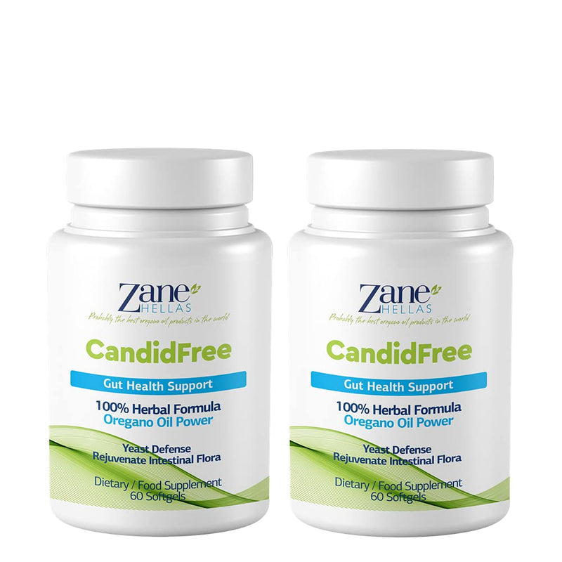 Zane Hellas Candidfree Softgels. Oregano Oil Power. Candida Support. Gut Health Support. Colon Health Support. Intestinal Flora Support. 100% Herbal Solution. 120 Softgels. Pack of 2. - BeesActive Australia