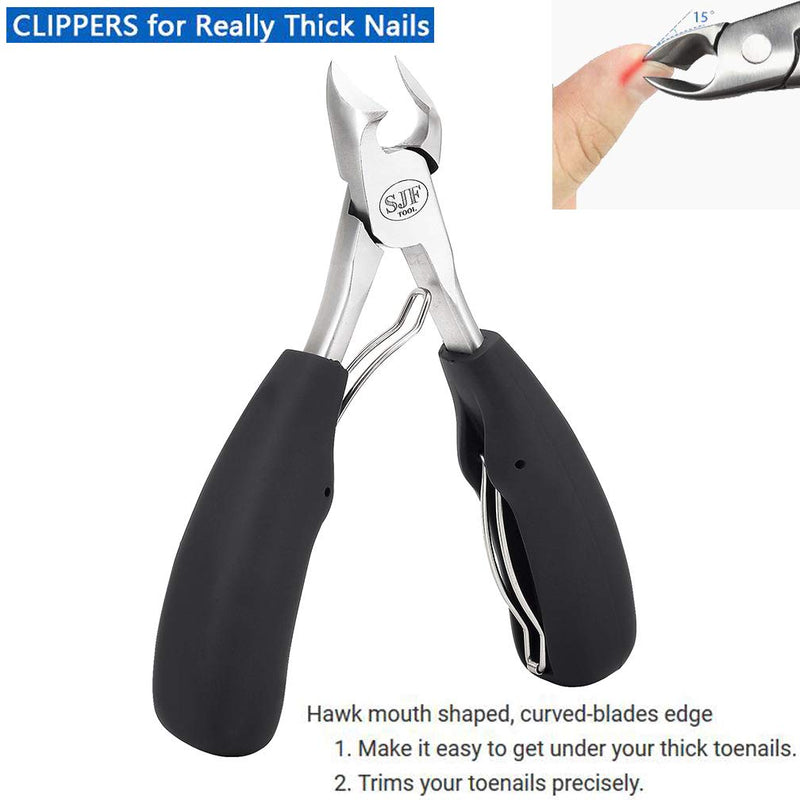 Large Nail Clippers for Men Women, Heavy Duty Toenail Clippers, 4Pcs Nail Clipper Set, Toenail Clippers for Thick Nails for Seniors, Toe Nail Clippers Adult, Fingernail Clippers, Nail Cutters (Set 1) Set 1 - BeesActive Australia