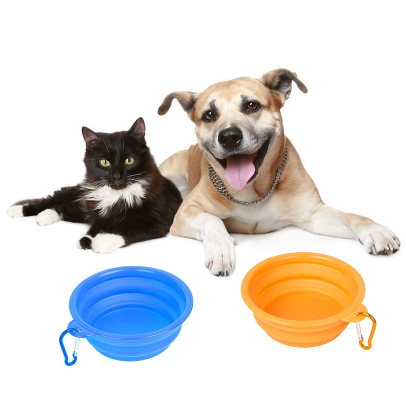 PROLOSO 9 Pcs Collapsible Dog Bowl Foldable Expandable Silicone Cup Dish for Pet Cat Food Water Feeding Portable Travel Bowl with Carabiner - BeesActive Australia