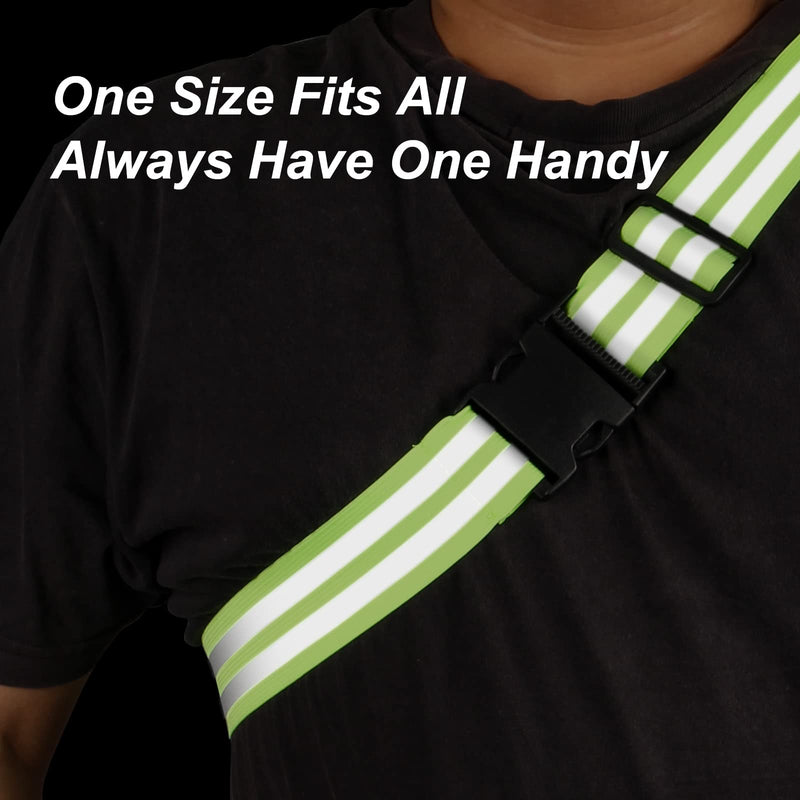 Little World Reflective Belt - 2 Pcs PT Belt - Reflective Running Gear for Men and Women - Elastic Reflective Sash Perfect for Running Cycling Walking Marathon Military (Green and Orange) - BeesActive Australia