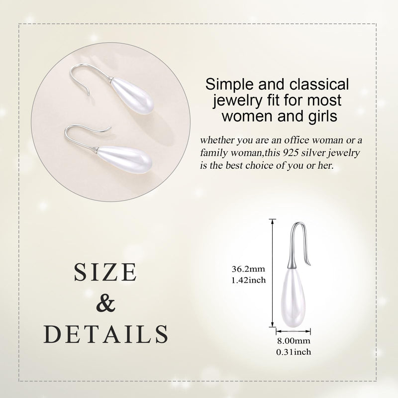 Pearl Threader Earrings 925 Sterling Silver Long Piercing Pearl Tassel Drop Dangle Ear Line Eardrop Earrings Jewelry for Women Teen Girls Pull through pearl earrings - BeesActive Australia