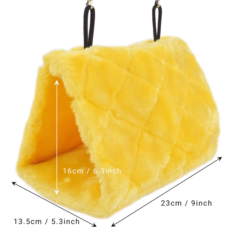 Pesp® Plush Pet Bird Hut Nest Hammock Hanging Cage Warm Nest Happy Snuggle Cave Tent (Yellow(Medium)) Medium Yellow - BeesActive Australia