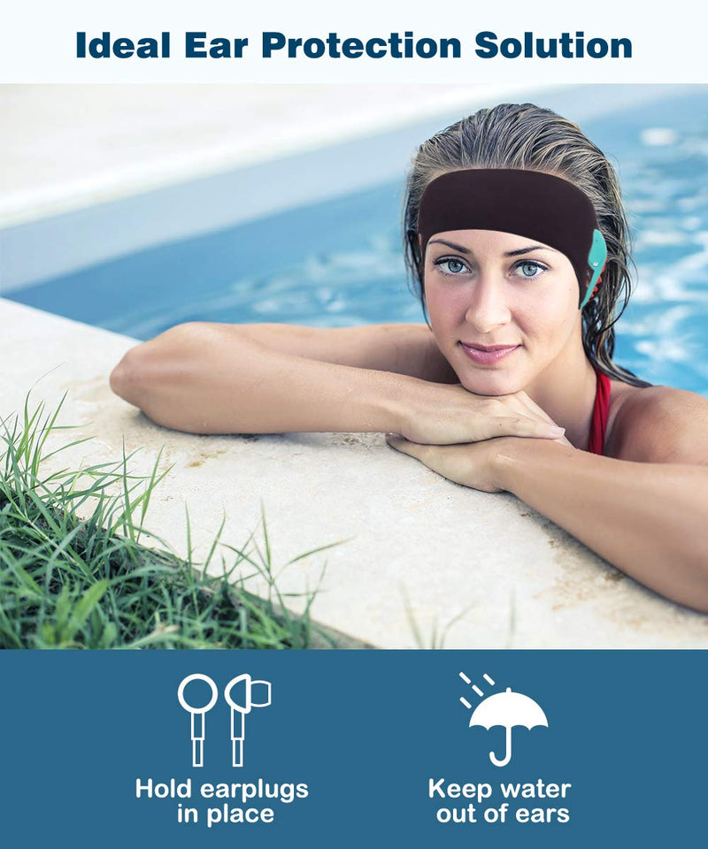 MoKo Swimming Headband for Kids & Adults, Cute Swimmers Headband Ear Band Waterproof Ear Protection Band (S Size for Kids Age 1-2, M Size for Kids Age 3-9, L Size for Kids Age 10+ and Adults) Black Medium (Pack of 1) - BeesActive Australia