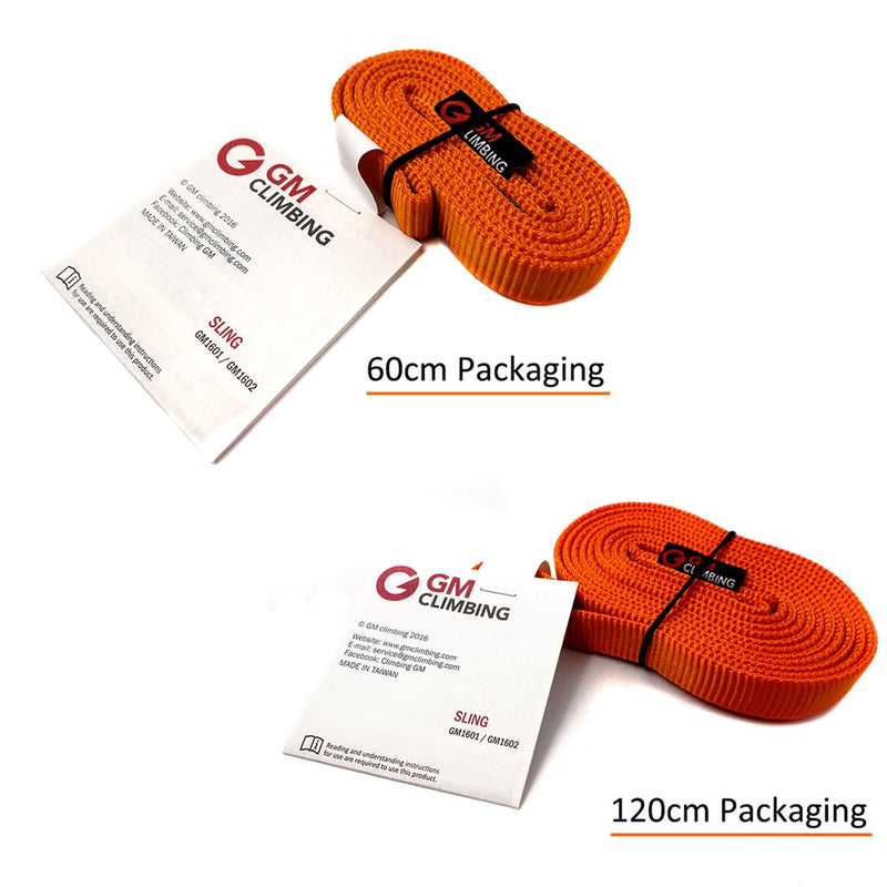 [AUSTRALIA] - GM CLIMBING 16mm Nylon Sling Runner 22kN / 4840lb CE UIAA Certified Fluorescent Orange 60cm / 24inch | Pack of 3 
