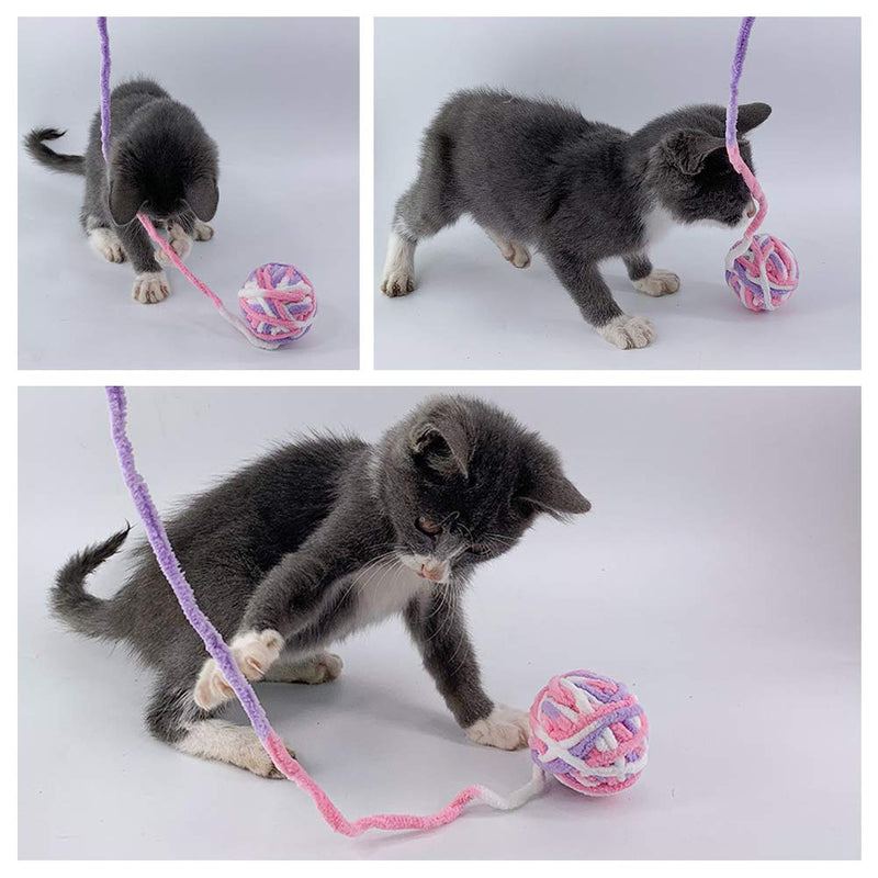 Cat Toy Balls - 5 PCS Colorful Yarn Cat Balls Built-in Bell Cat Toys Interactive Kitten Toys Cat Ball Toys for Cats Kitten - BeesActive Australia