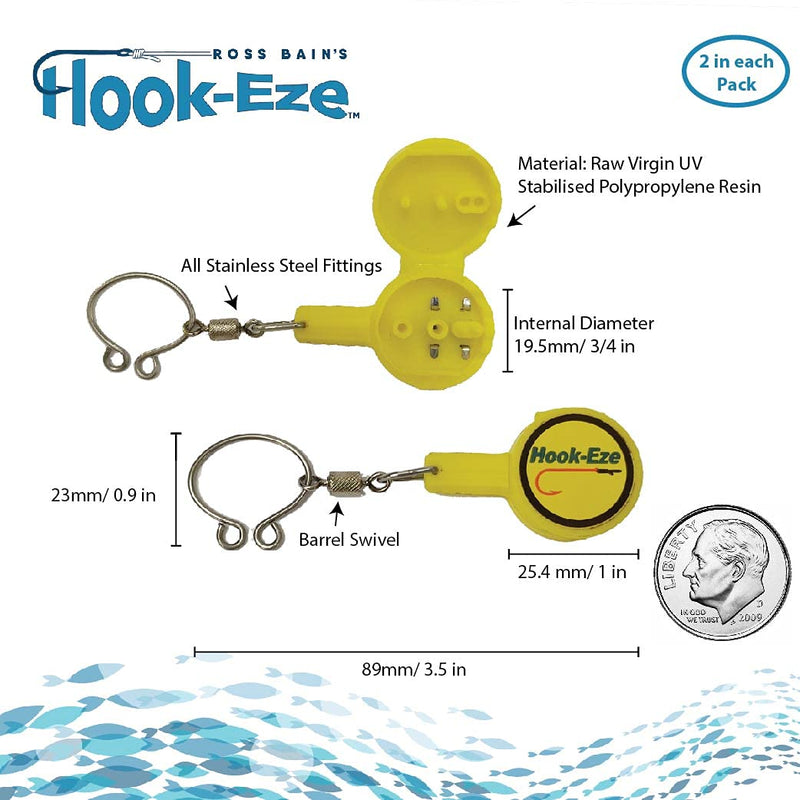 HOOK-EZE Fishing Gear Knot Tying Tool for Hooks Jigs Swivels | Line Cutter |Cover Hooks on Fishing Poles Travel Safely Fully Rigged. Ideal for Bass Ice Kayak Fishing Blue, Green, Yellow - BeesActive Australia