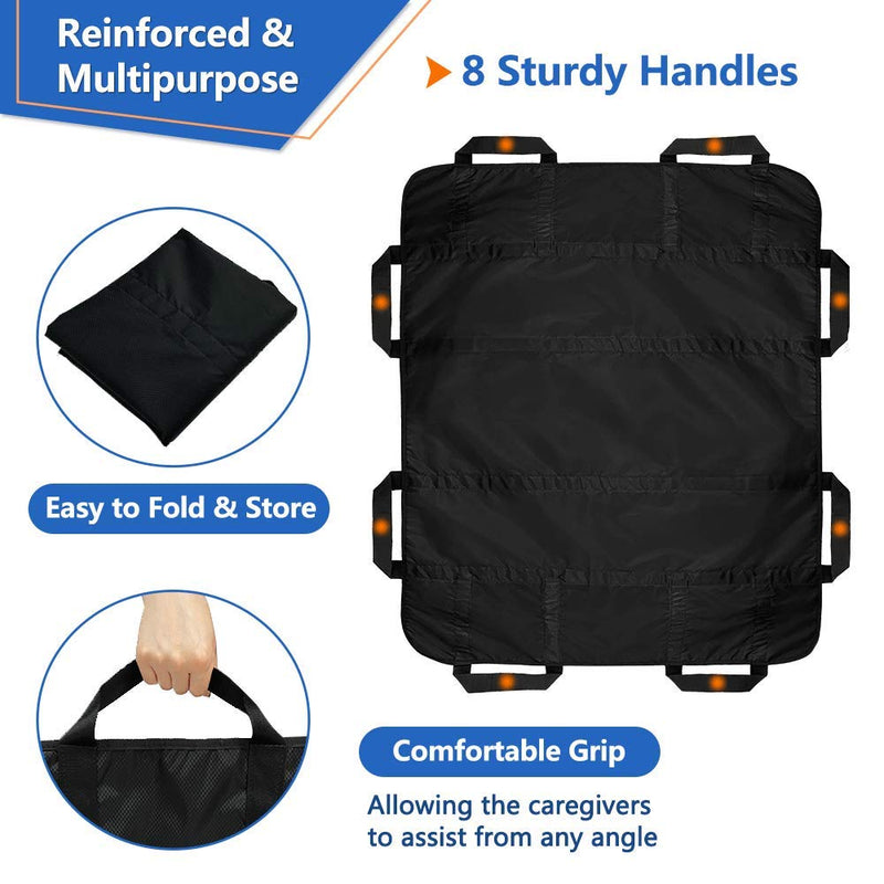 Positioning Bed Pad With Handles Comfort Slide Repositioning Sheet Transfer Blanket For Bedridden Patient Turning Device Transfer Draw Sheet Hospital Bed Padding Lift Assist For Incontinence Elderly Black - BeesActive Australia