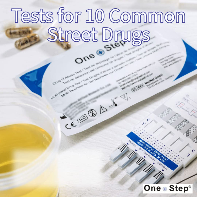 One Step: 5 x Drug Test Kits Urine 10 in 1 Panel Kit - Tests for Heroin, Opiates, Cannabis, Cocaine, Speed and more - BeesActive Australia