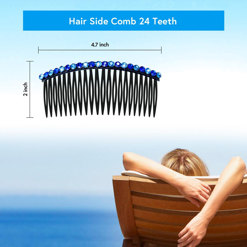 MARY LAVENDER Side Hair Combs with Rhinestone for Women Hold Bangs Hair Twist Comb French Twist Hair Pin Clips Hair Accessories Decorative Comb for Women Kids Girls 5pcs - BeesActive Australia
