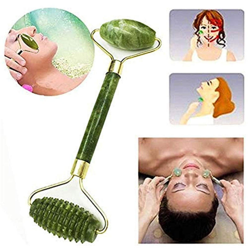 Emerald Facial Roller Massager Anti-wrinkle and relieve edema, facial ridged roller natural Xiuyan jade rejuvenates the skin - BeesActive Australia