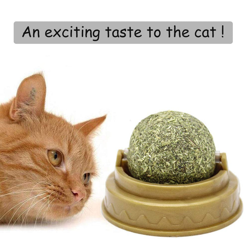 2 Pack Catnip Balls, Pure Natural Mint Leaf Rotating Interactive Cat Toys, Cat Removal Hairball Toys Can Be Sticky On Wall, Teeth Cleaning Catmint Toy for Cat, Kitten, Kitty Playing Chewing 2pcs catnip ball - BeesActive Australia