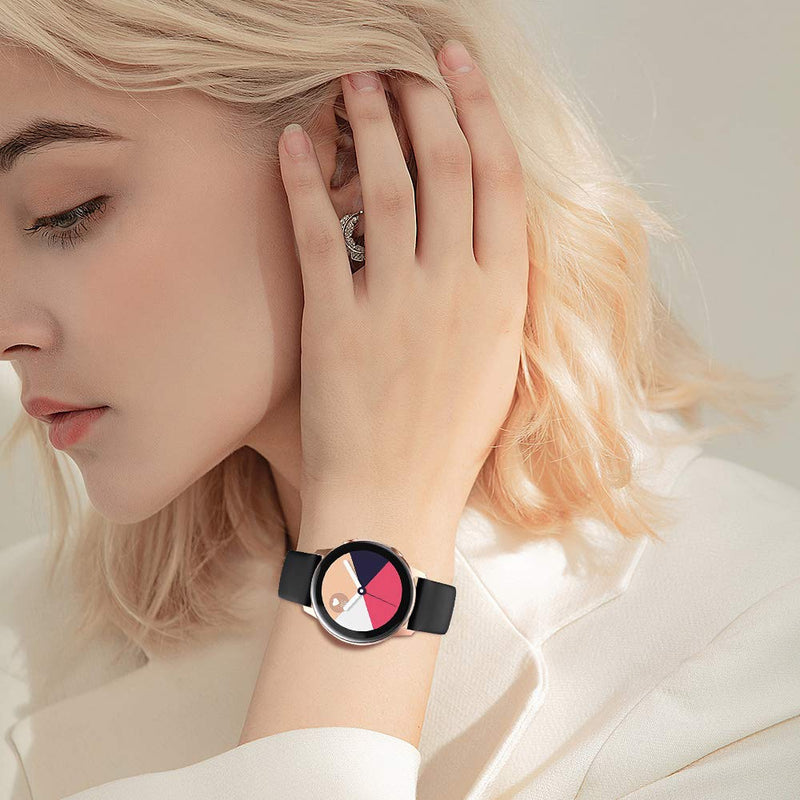 TOOLAIK 20mm Watch Band Compatible with Samsung galaxy watch 4 band 40mm/44mm,galaxy active 2 watch band 40mm,galaxy watch active 2 bands 44mm,galaxy watch 3 41mm band,20mm silicone sport Watch Strap Black/Luminous Pink/Glitter Powder Blue - BeesActive Australia