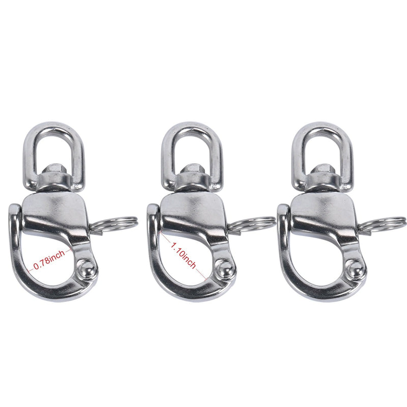 Amarine Made Pair of Swivel Eye Snap Shackle Quick Release Bail Rigging Sailing Boat Marine 316 Stainless Steel for Sailboat Spinnaker Halyard 2-3/4", Silver - BeesActive Australia