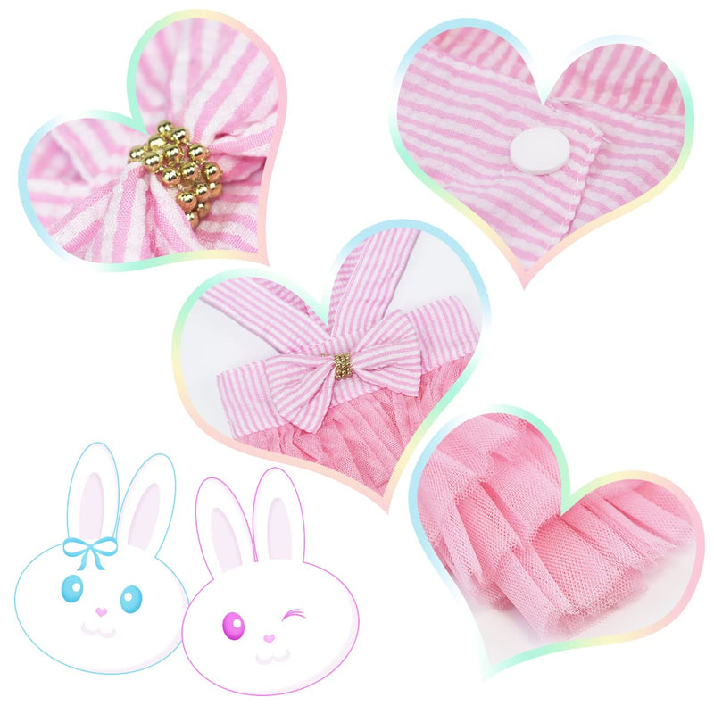 2pcs Rabbit Tutu Dress Bunny Costume Clothes Skirt Daily Wear Cloth for Small Cat Dog Puppy Chinchilla Guinea Pig, Blue,Pink - BeesActive Australia