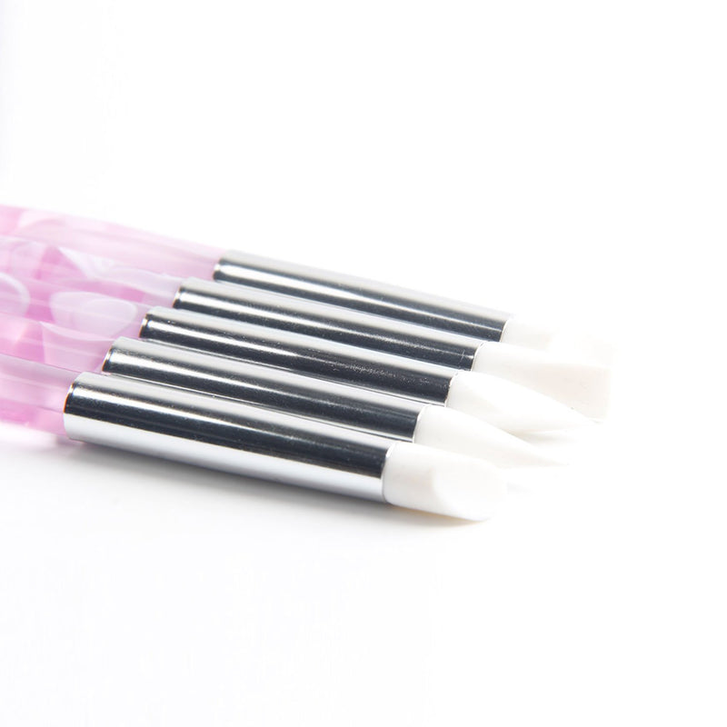 BQAN 5Pcs Nail Art Silicone Pens Acrylic Handle Gel Nail Art Carving Drawing Brushes - BeesActive Australia