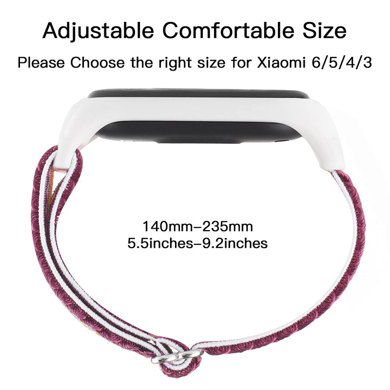 WONFAITH Adjustable Elastic Nylon Straps Compatible with Xiaomi Mi Band 6/Xiaomi 5/Xiaomi 4/Xiaomi 3, Soft Breathable Sport Replacement Wristband for Women Men (Colorful) Colorful - BeesActive Australia