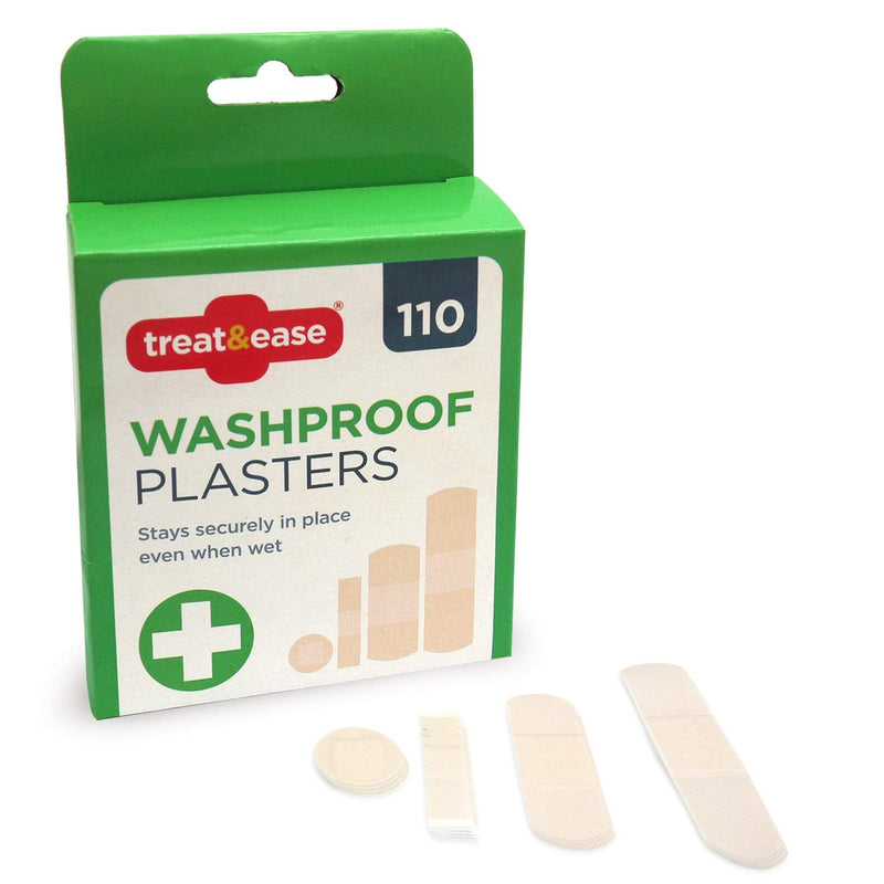 110 Treat&Ease Waterproof Plasters & Dressing Supplies | Breathable Childrens Plasters Waterproof Assorted Plasters Kids | Round, Small, Medium, Large Finger Plasters for First Aid Kit + SOL Notebook - BeesActive Australia