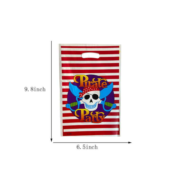 LYST 30PCS Pirate Gift Bags Treat Candy Bags Pirate Goodies Bags Red and White Stripe Plastic Bags for Nautical or Pirate Themed Party Party Favors - BeesActive Australia