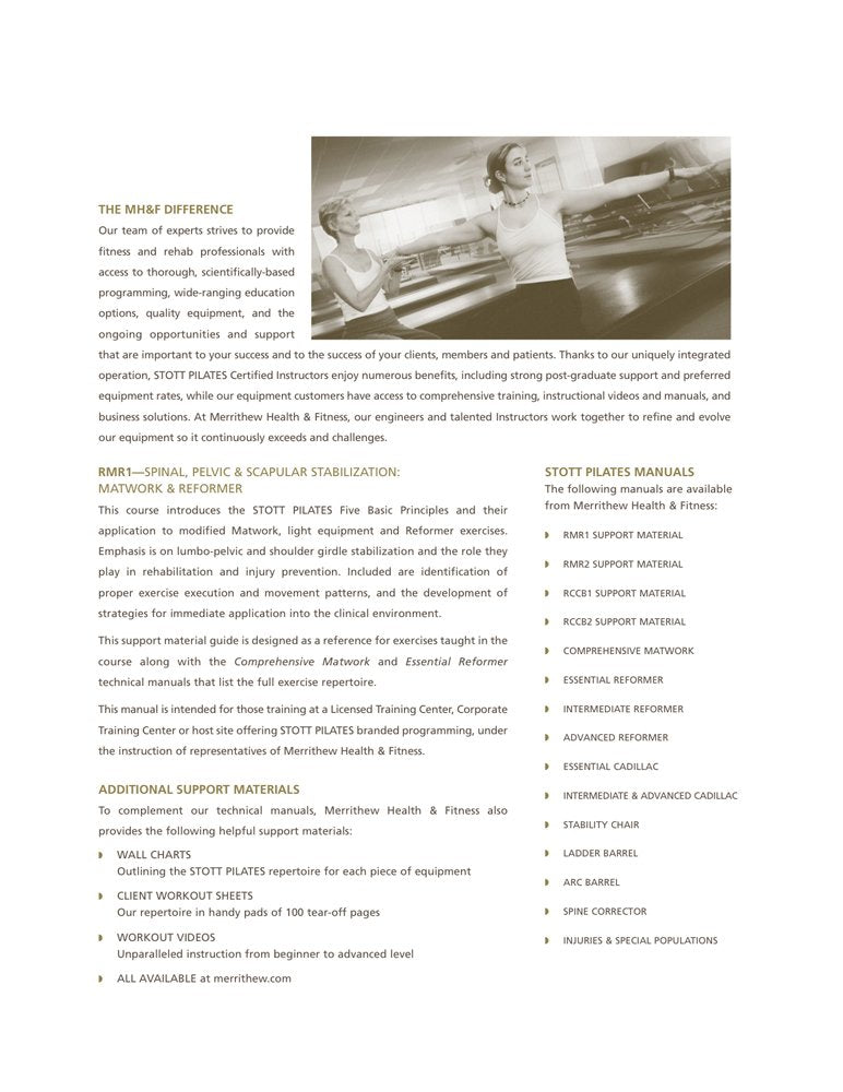 STOTT PILATES Rehab Manual - RMR1 Support Material - BeesActive Australia