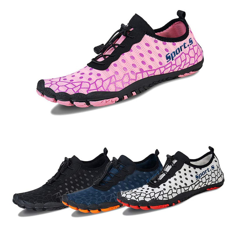 Water Shoes Mens Womens Barefoot Diving Swim Shoes Water Sports Non-Slip Aqua Shoes for Swim Pool, Beach,Hiking, Kayaking, Boating,Surfing 9 Women/6.5 Men Pink-c - BeesActive Australia