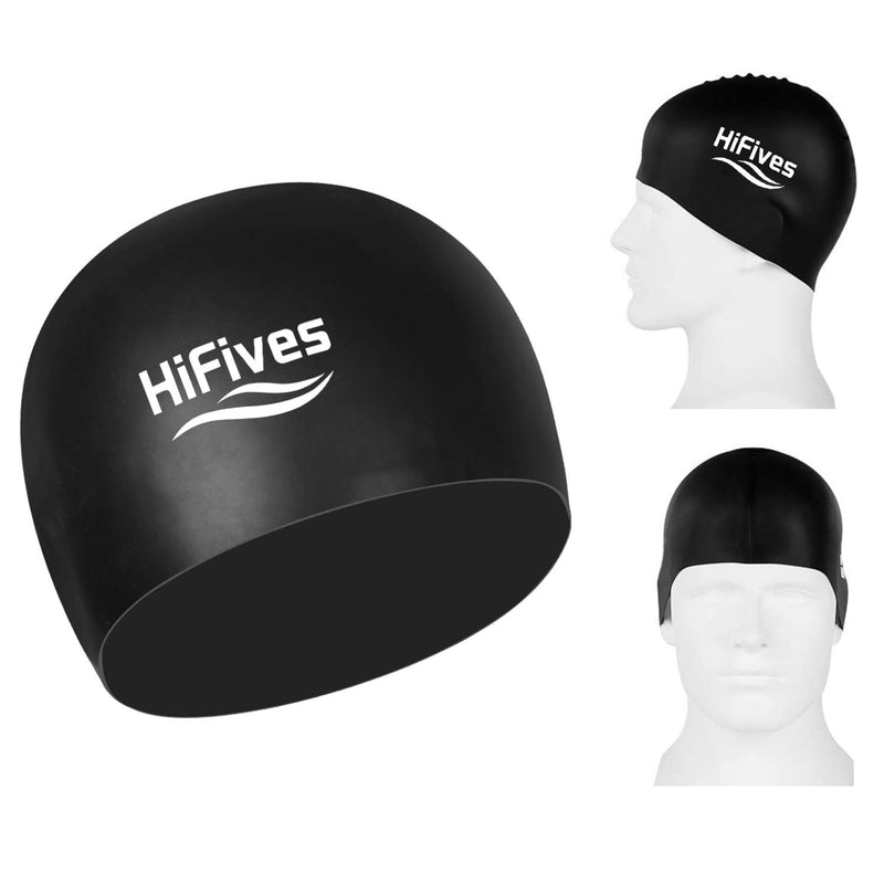 [AUSTRALIA] - HiFives Swimming Goggles and Ear Plugs, 4 in 1 Swim Goggles, Swimming Cap, Nose Clip, Case, No Leaking Anti Fog UV Protection, for Adult Men Women Youth Kids Child, Multi-Choice Black 