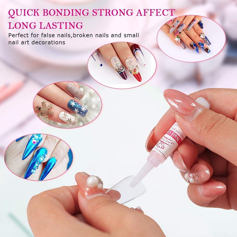 Makartt 10Pcs Nail Glues for Acrylic Nails, Strong Nail Glue for Nail Repair, Professional Super False Nail Adhesive Glue for Broken Nails Long Lasting A-19 - BeesActive Australia