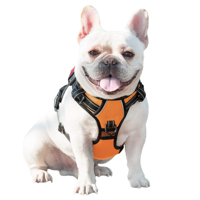 PHOEPET No Pull Dog Harness Reflective Adjustable Vest with a Training Handle, Name ID Pocket, 2 Metal Leash Hooks, 3 Snap Buckles [Easy to Put on & Take Off] Medium Orange - BeesActive Australia