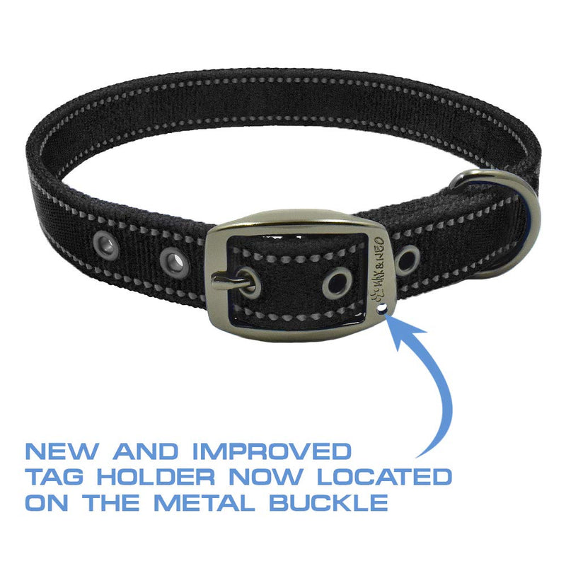 Max and Neo MAX Reflective Metal Buckle Dog Collar - We Donate a Collar to a Dog Rescue for Every Collar Sold Small TEAL - BeesActive Australia