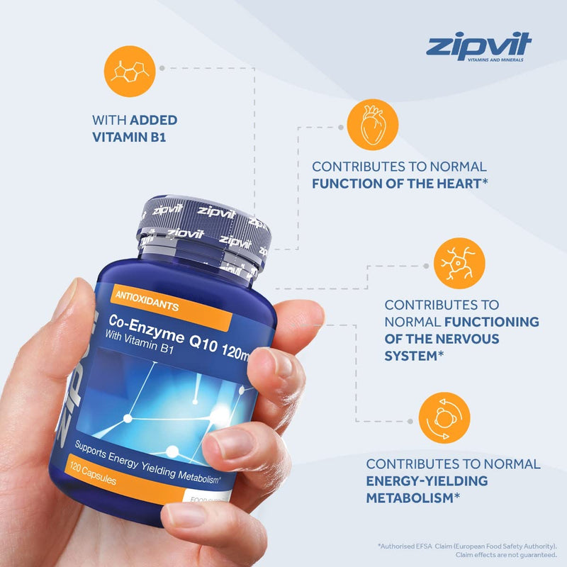 Co-Enzyme Q10 120mg with Added Vitamin B1, 120 Capsules. 4 Months Supply. Supports Normal Heart Function and Energy Production. - BeesActive Australia