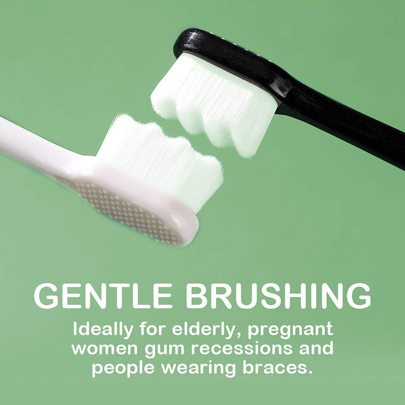 EasyHonor Extra Soft Toothbrush for Sensitive Gums, Micro-Nano Manual Toothbrush with 20000 Soft Floss BristleS 6 Packs(Gray + White bristles) - BeesActive Australia