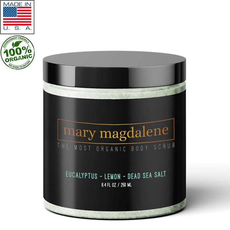 Mary Magdalene Eucalyptus, Lemon, & Dead Sea Salt Body Scrub - 100% Natural, Moisturizing, Sweet Smelling & Organic – 8.4 Fl Oz Premium Exfoliating Body Scrub For Men & Women - BeesActive Australia