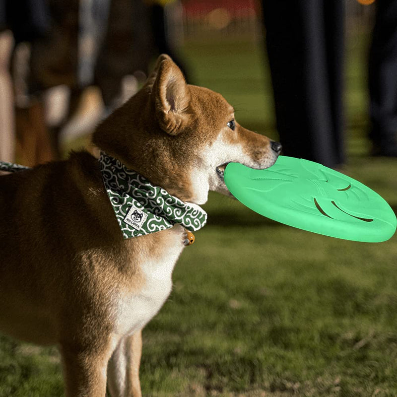 HONGEZEY Indestructible Dog Flying Discs, Interactive Dog Flyer Toys, Soft Lightweight Dog Catch and Fetch Toys for Medium Large Dogs, Floats in Water & Safe on Teeth Glow - BeesActive Australia