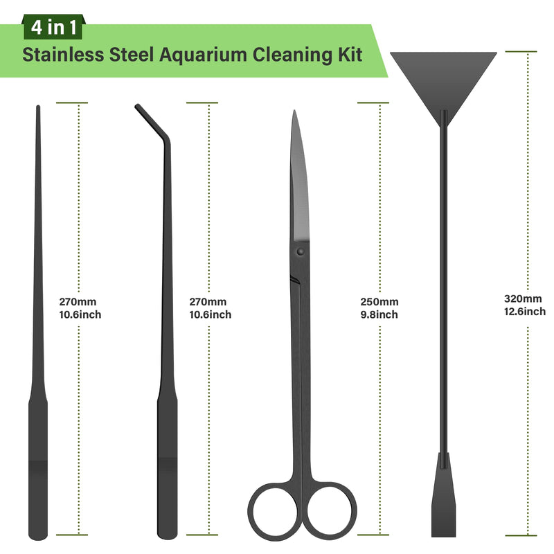 Simple Deluxe Aquarium Aquascape Tools Kit, 4 in 1 Anti-Rust Aquatic Plant Aquascaping Tool Stainless Steel Tweezers Scissors Spatula Set for Aquarium Tank Clean, Fish Tank, Bonsai, Algae Scrapers 4 in 1 Kit - BeesActive Australia